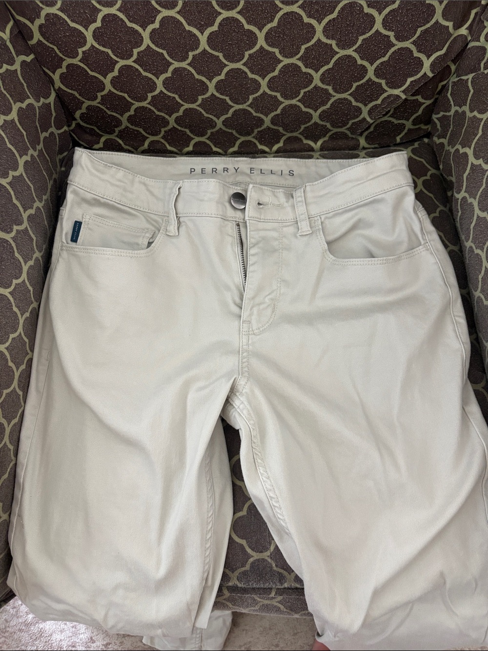 Perry Ellis Men's Cream Slim-Straight Jeans